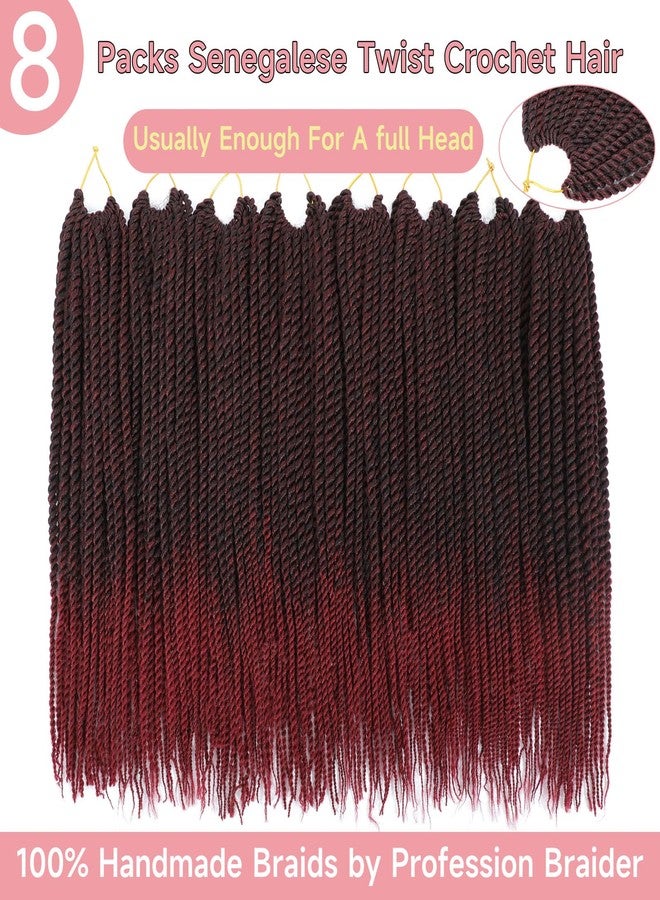 Befunny Senegalese Twist Crochet Hair-8 Packs 18 Inch Two Tone Senegalese Twist Crochet Braids For Women Human Hair,Black/Burgundy Pre Looped Crochet Braids, Synthetic Twist Crochet Hair (18in,TBug#) - Image 4